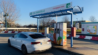 Biogastankstelle von OrangeGas in Burg